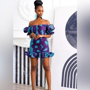 “Off the shoulder stir Dye African  Print Dress” on sale!